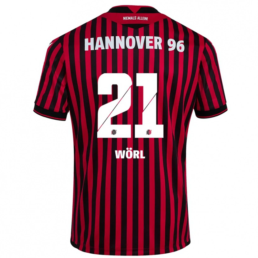 Danxen Donna Maglia Marius Wörl #21 Rosso Nero Kit Gara Home 2025/26 Maglietta