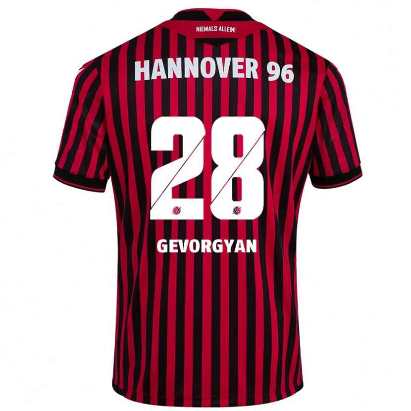 Danxen Donna Maglia Mark Gevorgyan #28 Rosso Nero Kit Gara Home 2025/26 Maglietta