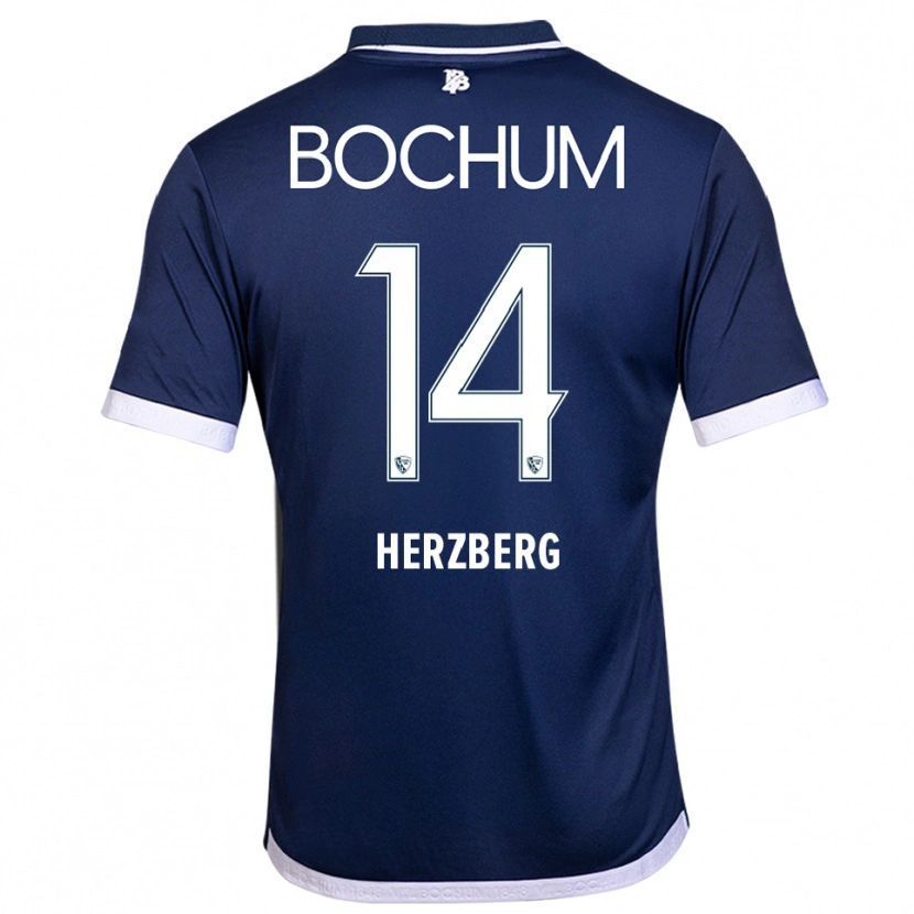 Danxen Donna Maglia Janek Herzberg #14 Blu Navy Bianco Kit Gara Home 2025/26 Maglietta