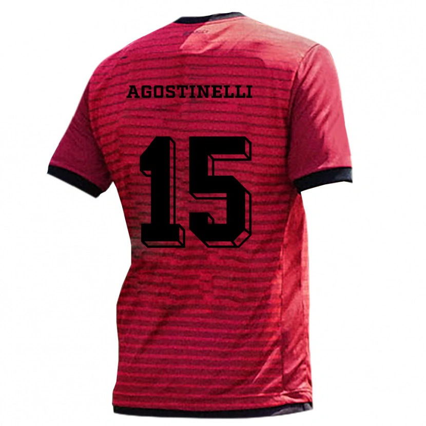 Danxen Donna Maglia Massimo Agostinelli #15 Rosso Nero Kit Gara Home 2025/26 Maglietta