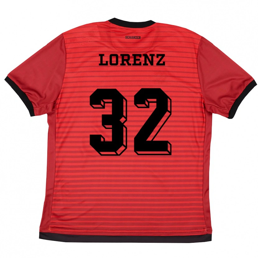 Danxen Donna Maglia Simon Lorenz #32 Rosso Nero Kit Gara Home 2025/26 Maglietta