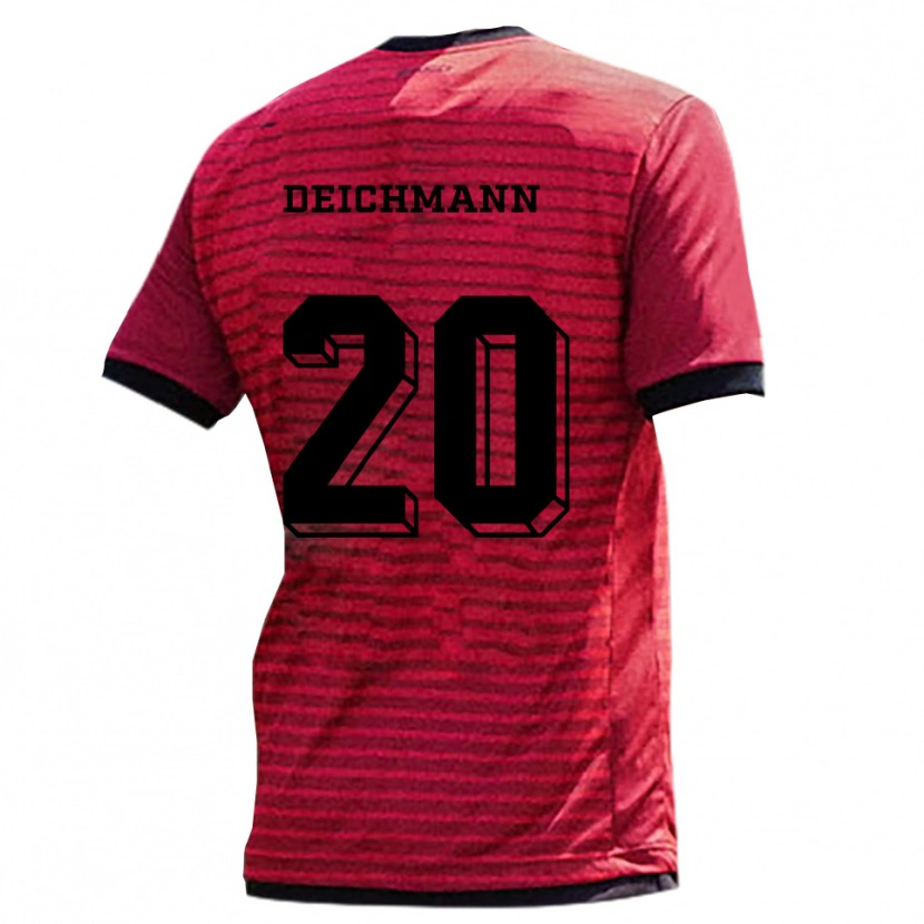 Danxen Donna Maglia Yannick Deichmann #20 Rosso Nero Kit Gara Home 2025/26 Maglietta