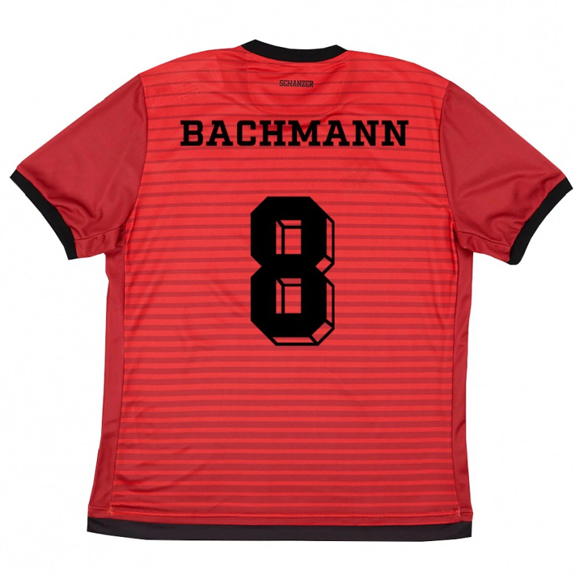 Danxen Donna Maglia Patrick Bachmann #8 Rosso Nero Kit Gara Home 2025/26 Maglietta