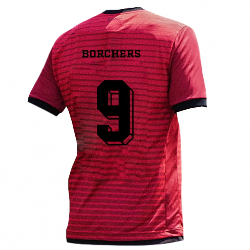Danxen Donna Maglia Mads Borchers #9 Rosso Nero Kit Gara Home 2025/26 Maglietta