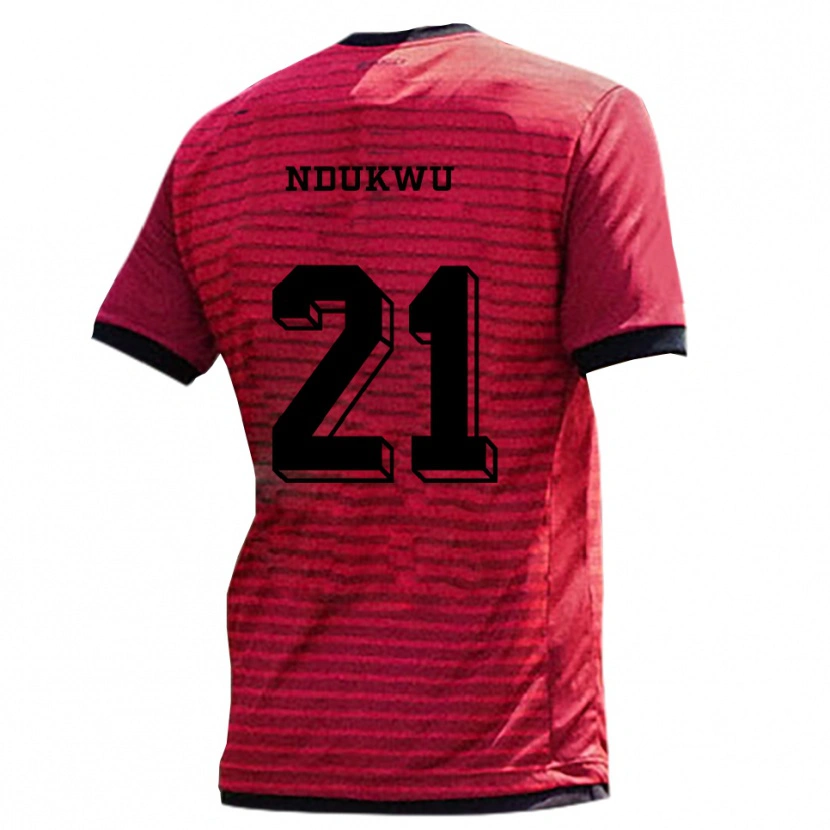 Danxen Donna Maglia Dickson Ndukwu #21 Rosso Nero Kit Gara Home 2025/26 Maglietta