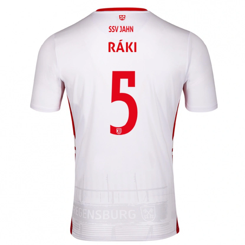 Danxen Donna Maglia Zsombor Ráki #5 Bianco Rosso Kit Gara Home 2025/26 Maglietta