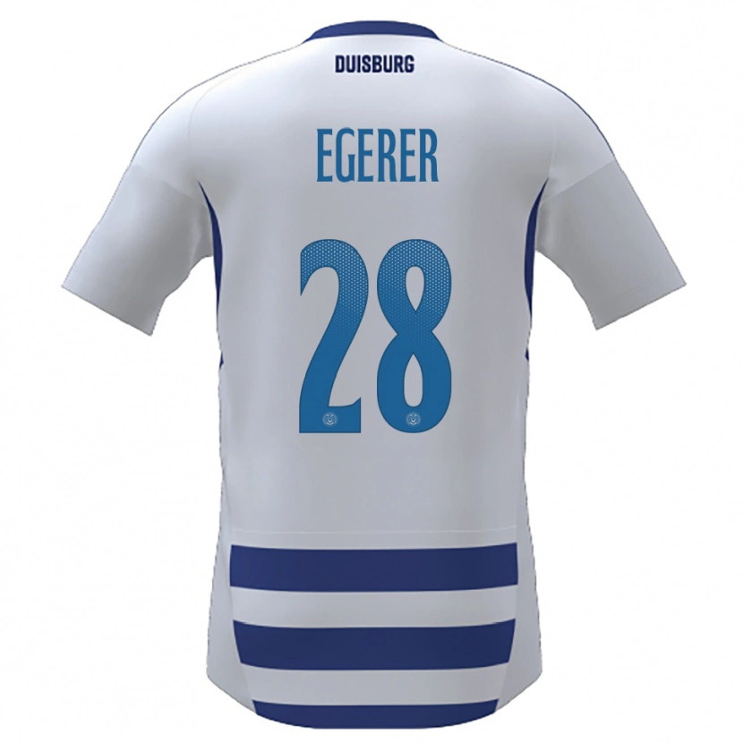 Danxen Donna Maglia Florian Egerer #28 Bianco Blu Kit Gara Home 2025/26 Maglietta