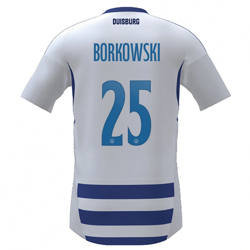 Danxen Donna Maglia Dennis Borkowski #25 Bianco Blu Kit Gara Home 2025/26 Maglietta