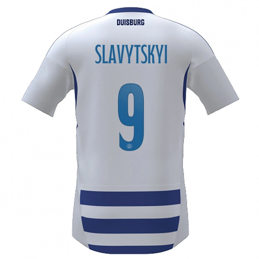 Danxen Donna Maglia Nikita Slavytskyi #9 Bianco Blu Kit Gara Home 2025/26 Maglietta