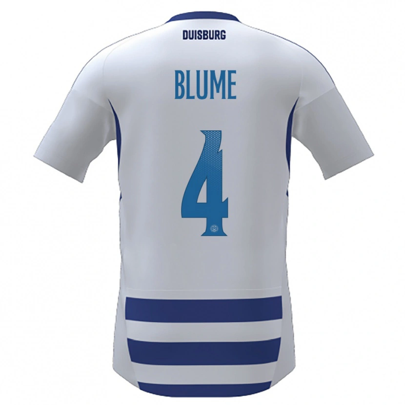 Danxen Donna Maglia Louis Blume #4 Bianco Blu Kit Gara Home 2025/26 Maglietta