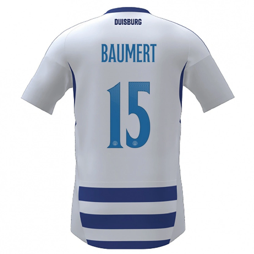 Danxen Donna Maglia Moritz Baumert #15 Bianco Blu Kit Gara Home 2025/26 Maglietta