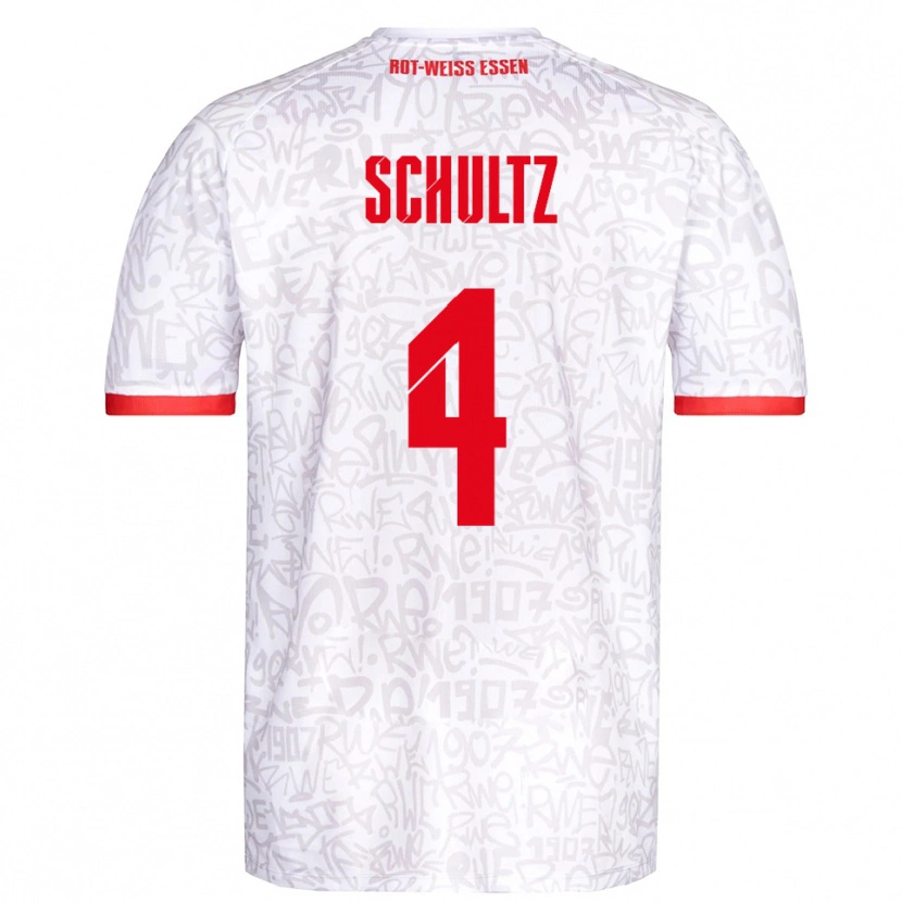 Danxen Donna Maglia Michael Schultz #4 Bianco Rosso Kit Gara Home 2025/26 Maglietta