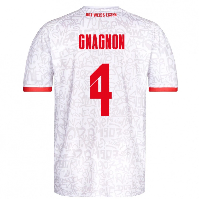 Danxen Donna Maglia James Gnagnon #4 Bianco Rosso Kit Gara Home 2025/26 Maglietta