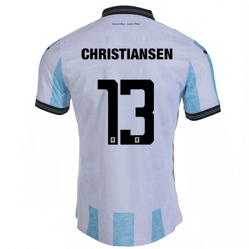 Danxen Donna Maglia Max Christiansen #13 Bianco Azzurro Kit Gara Home 2025/26 Maglietta