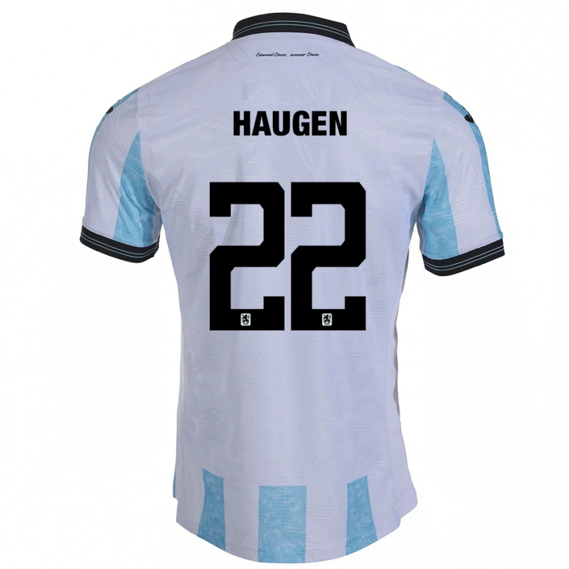 Danxen Donna Maglia Sigurd Haugen #22 Bianco Azzurro Kit Gara Home 2025/26 Maglietta