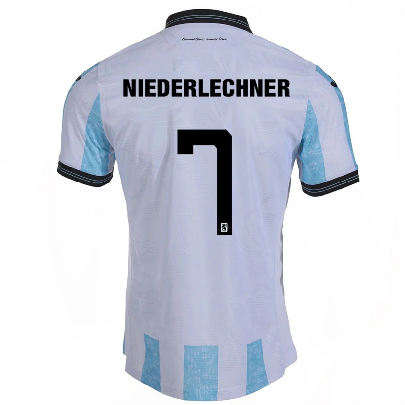 Danxen Donna Maglia Florian Niederlechner #7 Bianco Azzurro Kit Gara Home 2025/26 Maglietta