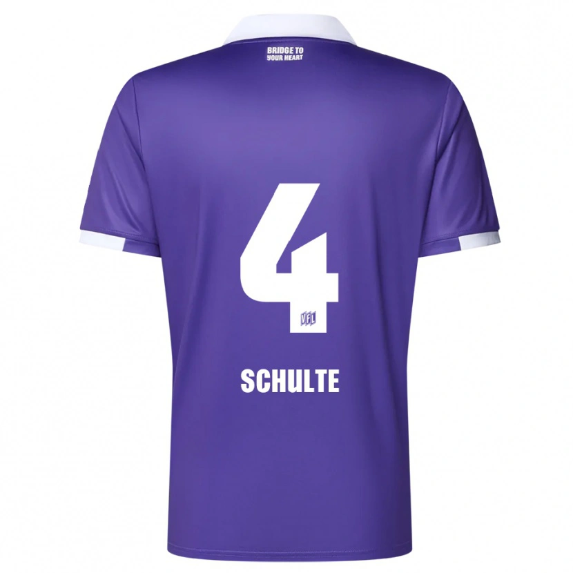 Danxen Donna Maglia Henry Schulte #4 Viola Bianco Kit Gara Home 2025/26 Maglietta