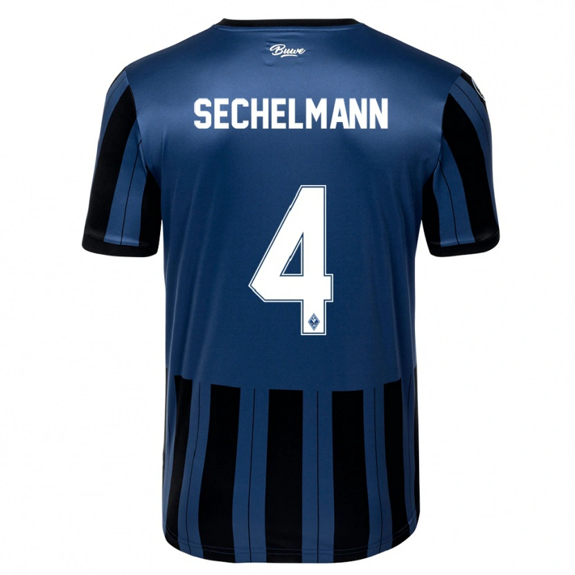 Danxen Donna Maglia Tim Sechelmann #4 Blu Grigio Nero Kit Gara Home 2025/26 Maglietta