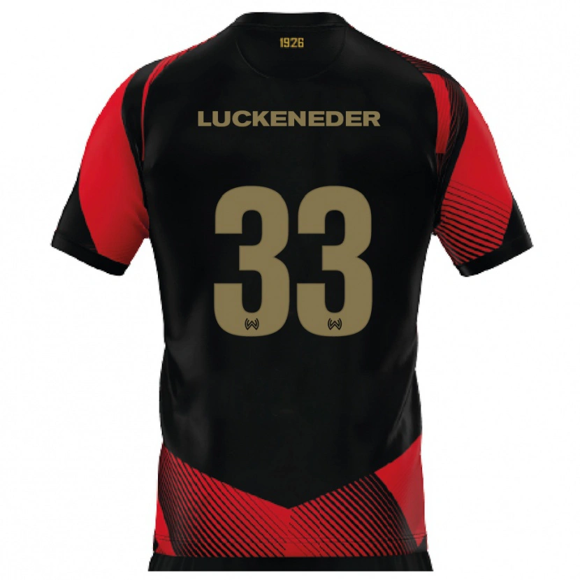 Danxen Donna Maglia Felix Luckeneder #33 Nero Rosso Kit Gara Home 2025/26 Maglietta