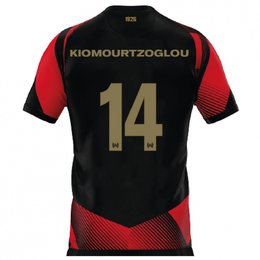 Danxen Donna Maglia Orestis Kiomourtzoglou #14 Nero Rosso Kit Gara Home 2025/26 Maglietta