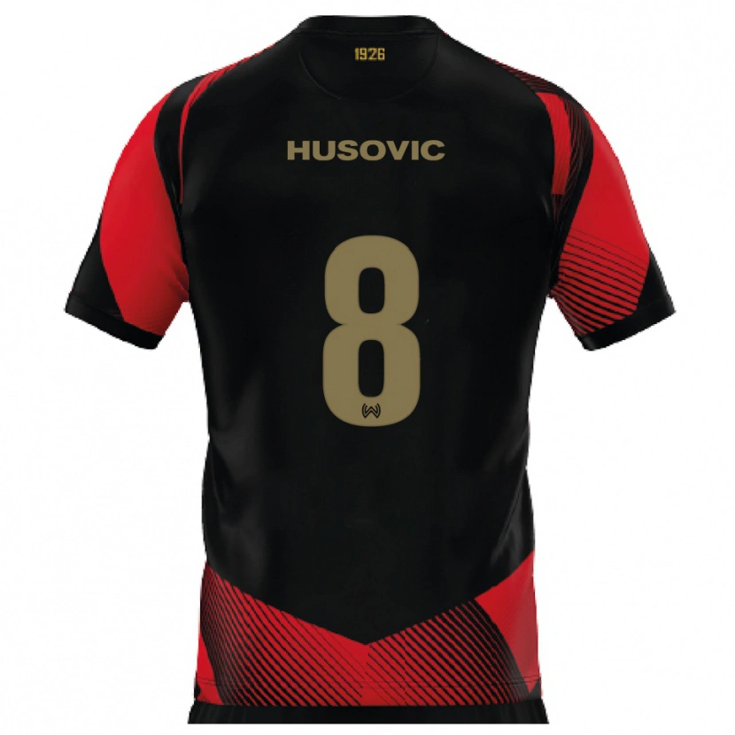 Danxen Donna Maglia Amin Husovic #8 Nero Rosso Kit Gara Home 2025/26 Maglietta
