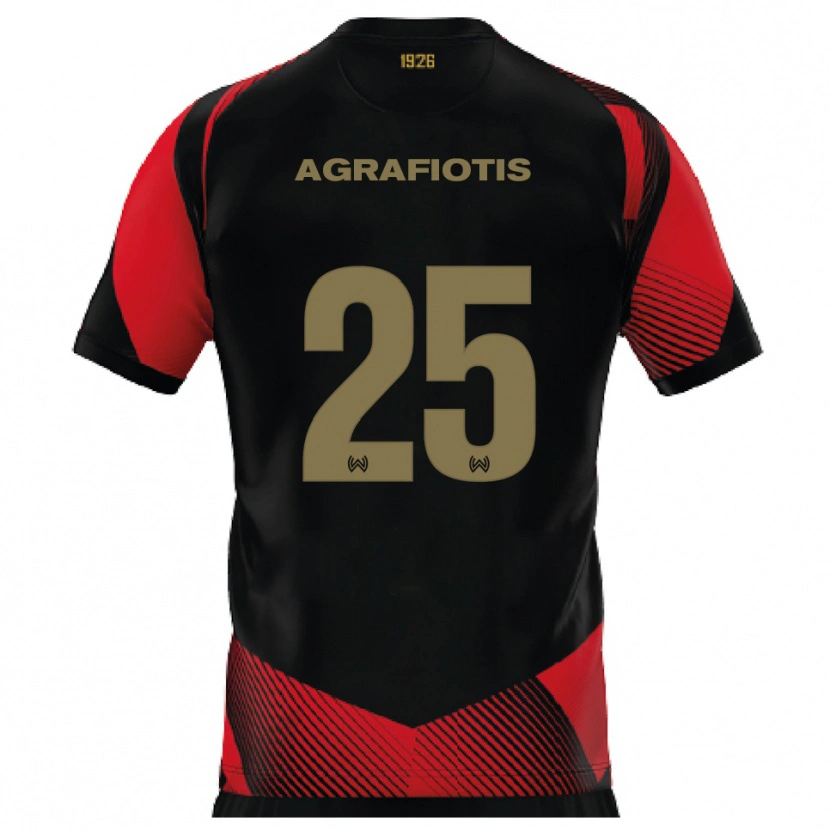 Danxen Donna Maglia Nikolas Agrafiotis #25 Nero Rosso Kit Gara Home 2025/26 Maglietta