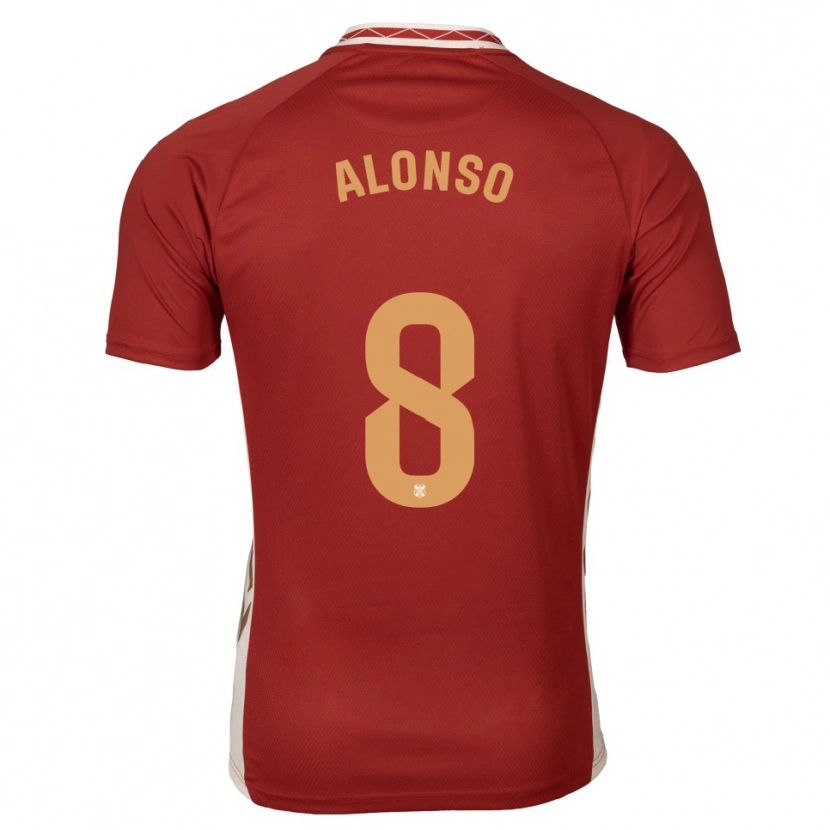 Danxen Donna Maglia Javi Alonso #8 Bordeaux Oro Kit Gara Away 2025/26 Maglietta