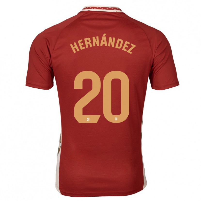 Danxen Donna Maglia Jesús Hernández #20 Bordeaux Oro Kit Gara Away 2025/26 Maglietta