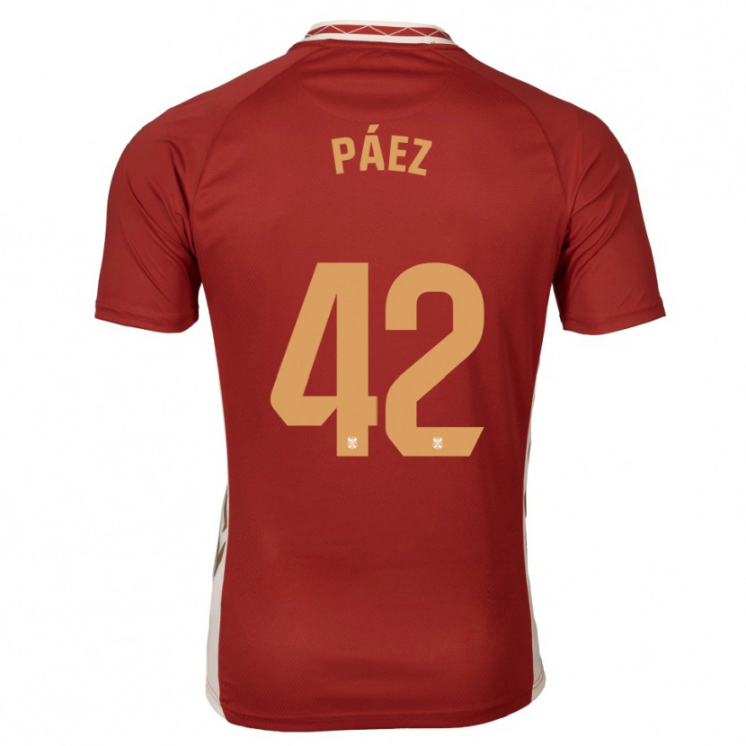 Danxen Donna Maglia David Páez #42 Bordeaux Oro Kit Gara Away 2025/26 Maglietta