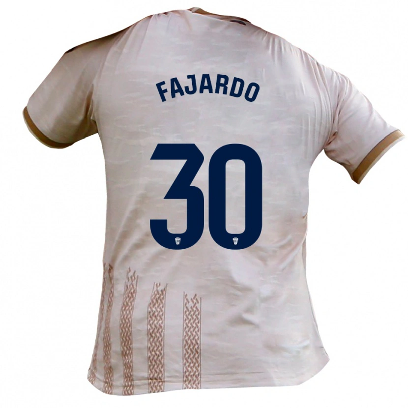 Danxen Donna Maglia José Fajardo #30 Bianco Sporco Marrone Kit Gara Away 2025/26 Maglietta
