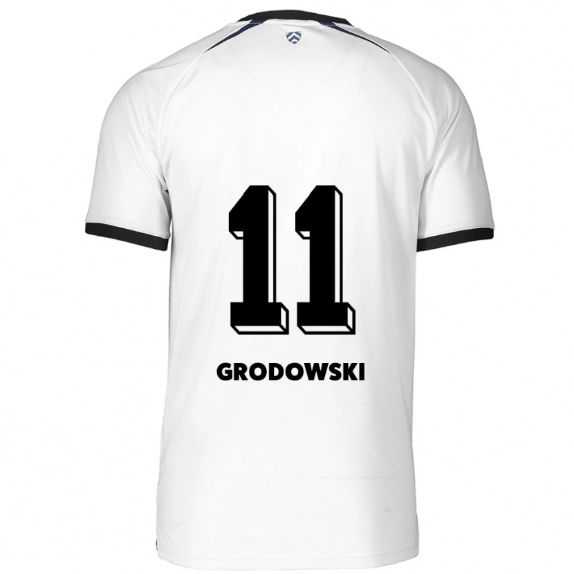 Danxen Donna Maglia Joel Grodowski #11 Bianco Nero Kit Gara Away 2025/26 Maglietta
