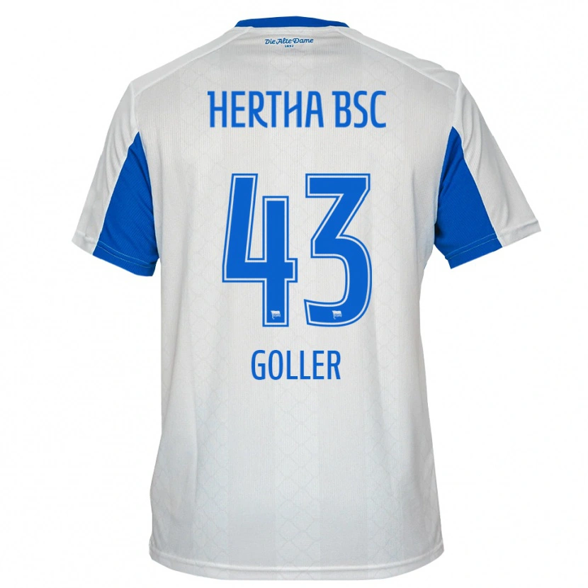 Danxen Donna Maglia Tim Goller #43 Bianco Blu Kit Gara Away 2025/26 Maglietta