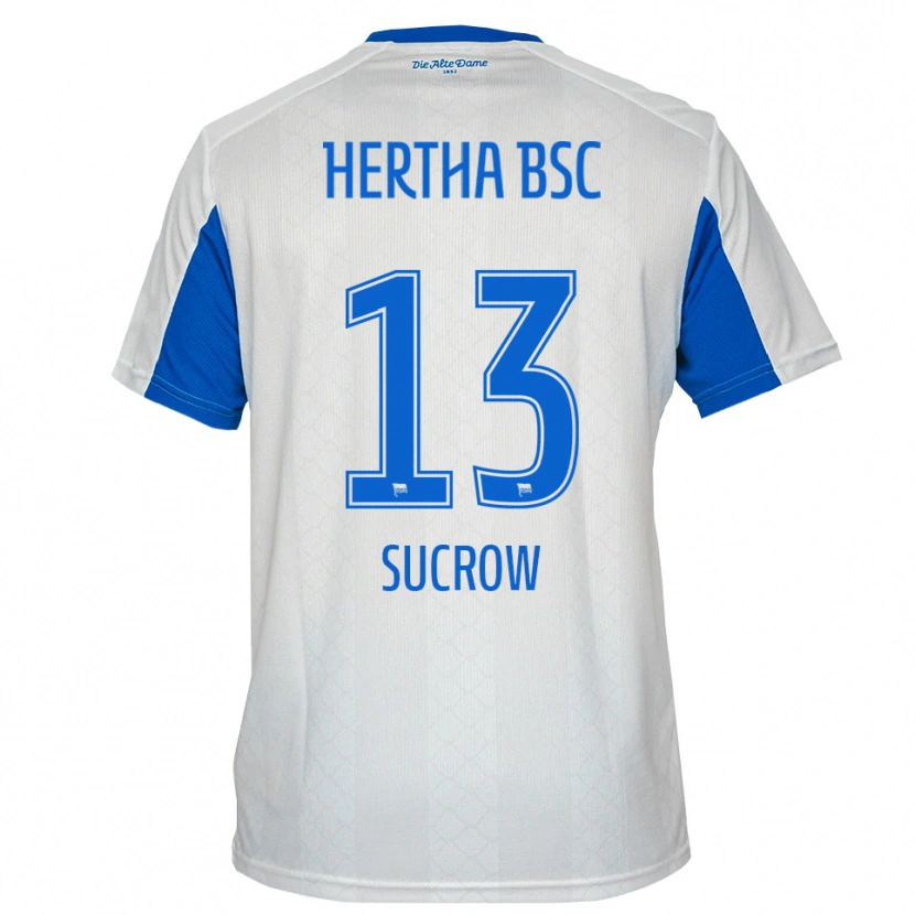 Danxen Donna Maglia Connor Sucrow #13 Bianco Blu Kit Gara Away 2025/26 Maglietta