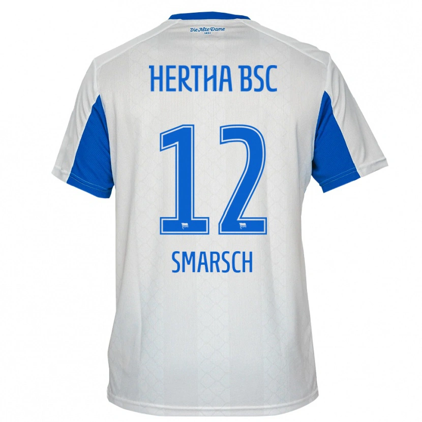 Danxen Donna Maglia Dennis Smarsch #12 Bianco Blu Kit Gara Away 2025/26 Maglietta