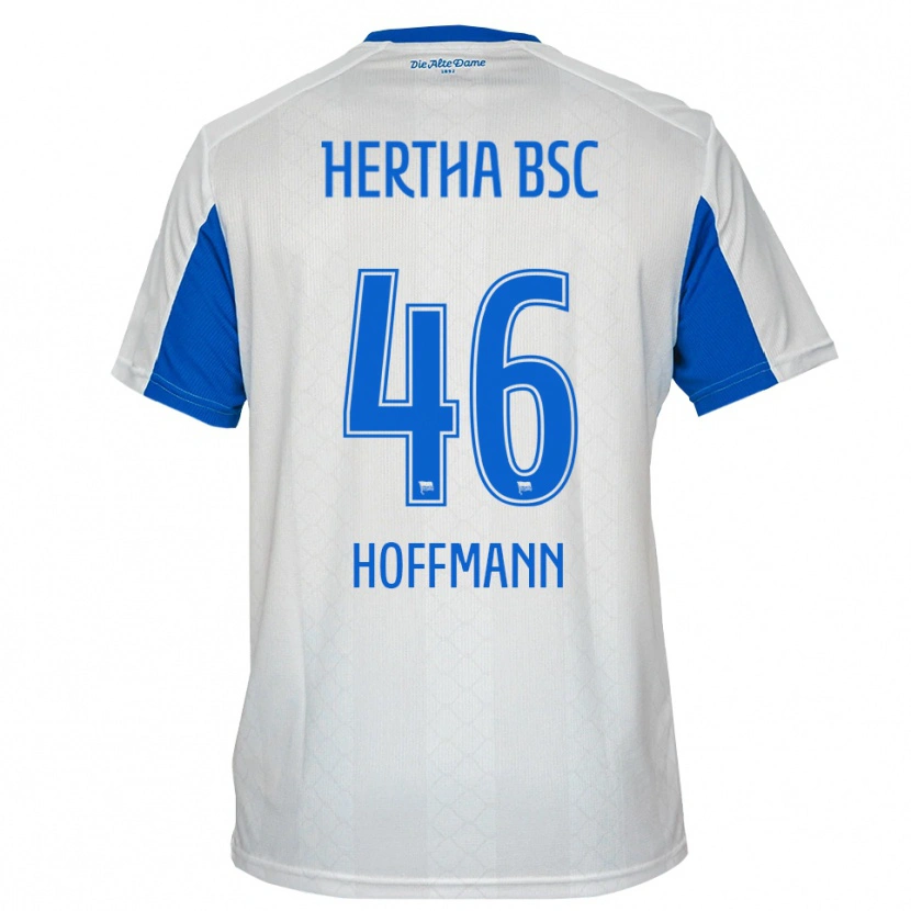 Danxen Donna Maglia Tim Hoffmann #46 Bianco Blu Kit Gara Away 2025/26 Maglietta