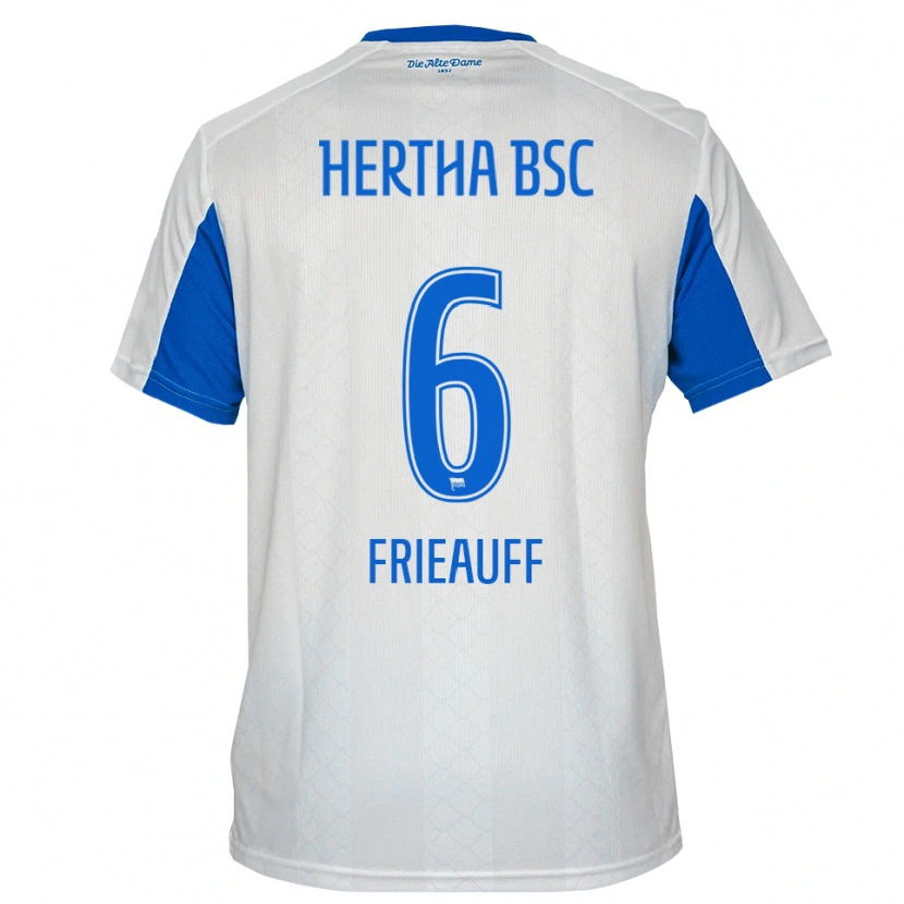 Danxen Donna Maglia Elina Frieauff #6 Bianco Blu Kit Gara Away 2025/26 Maglietta