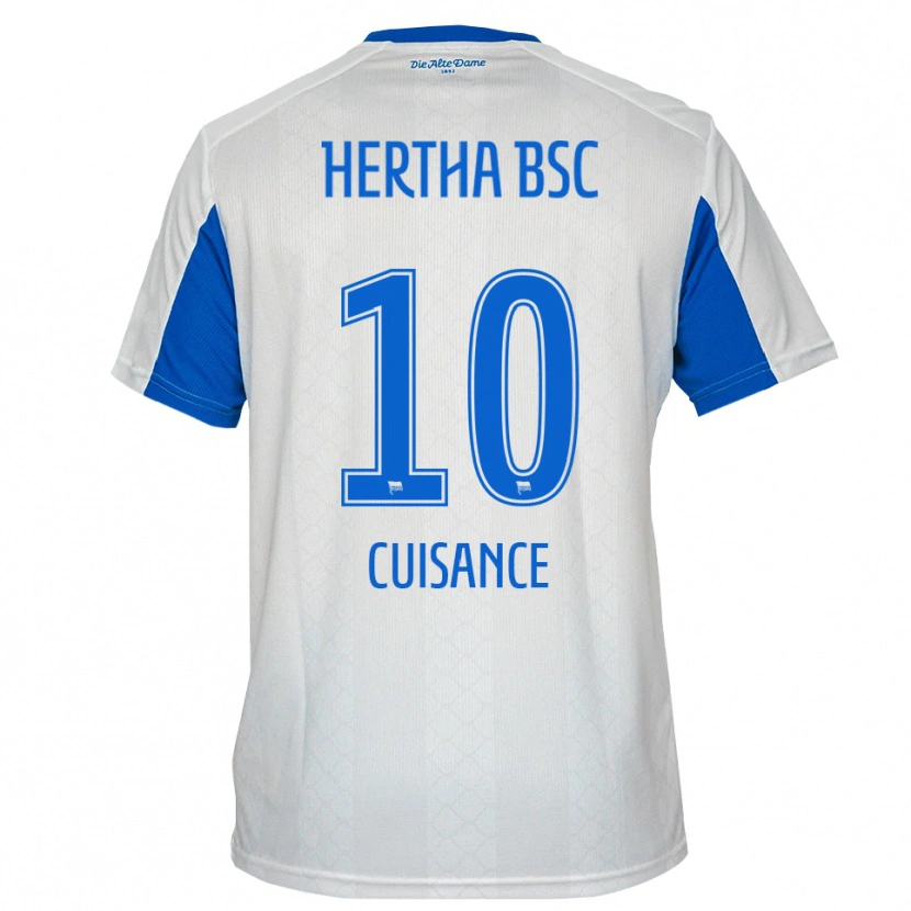 Danxen Donna Maglia Michaël Cuisance #10 Bianco Blu Kit Gara Away 2025/26 Maglietta