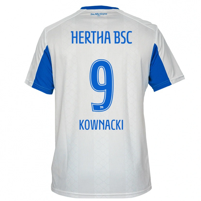 Danxen Donna Maglia Dawid Kownacki #9 Bianco Blu Kit Gara Away 2025/26 Maglietta