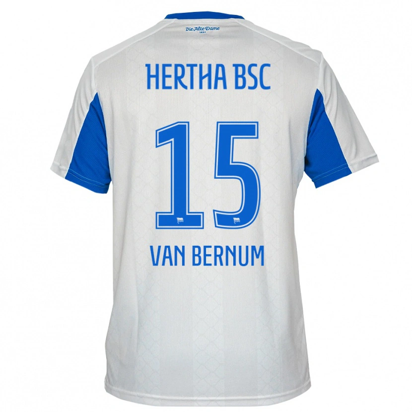 Danxen Donna Maglia Ben Van Bernum #15 Bianco Blu Kit Gara Away 2025/26 Maglietta