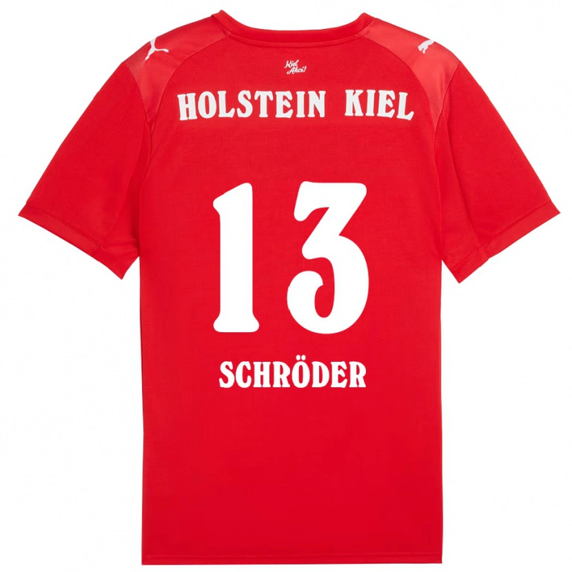Danxen Donna Maglia Lea Schröder #13 Rosso Blu Kit Gara Away 2025/26 Maglietta