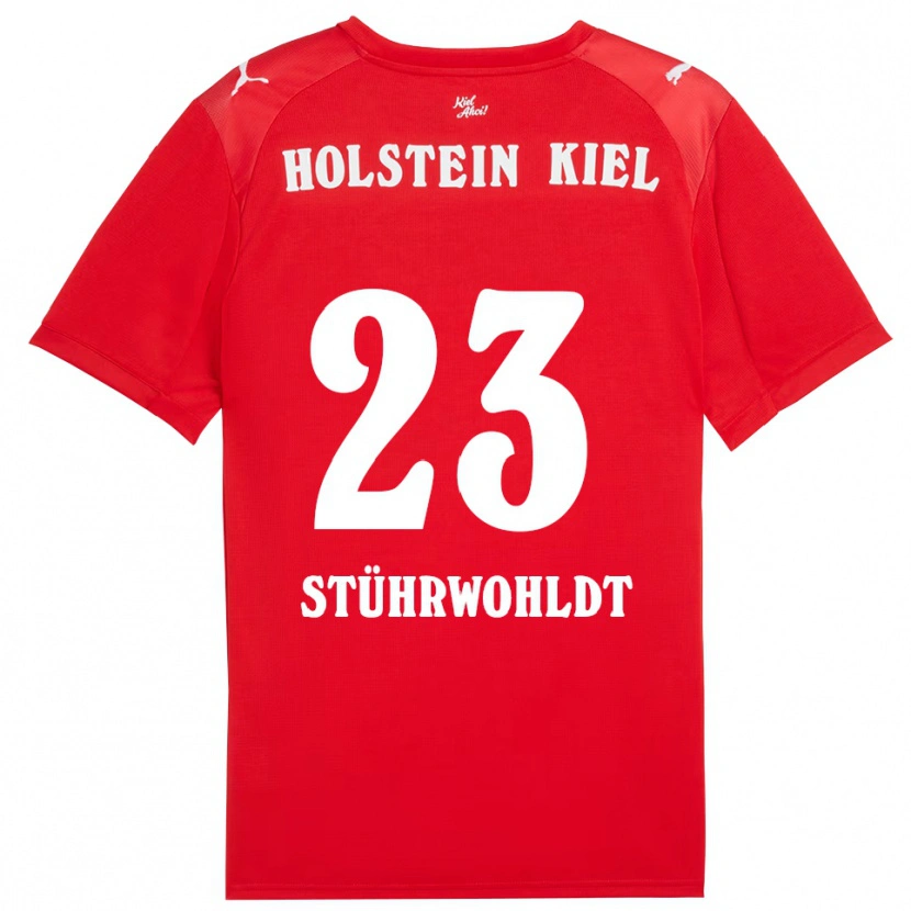 Danxen Donna Maglia Timon Stührwohldt #23 Rosso Blu Kit Gara Away 2025/26 Maglietta