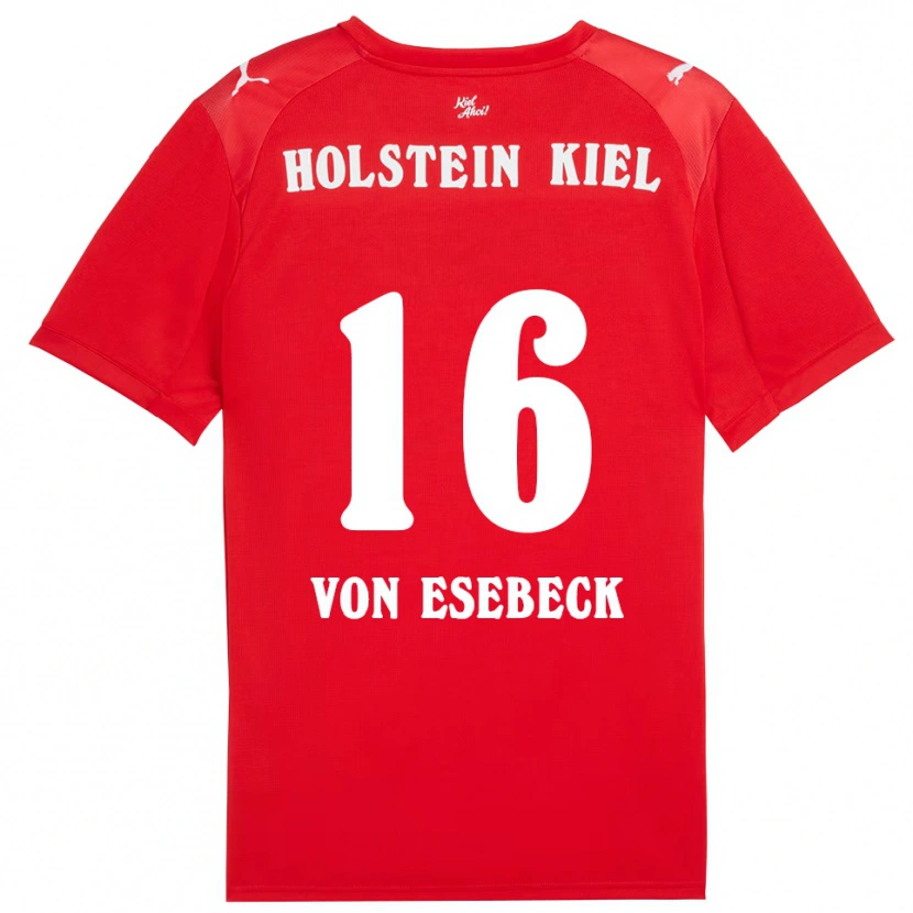 Danxen Donna Maglia Oskar Von Esebeck #16 Rosso Blu Kit Gara Away 2025/26 Maglietta