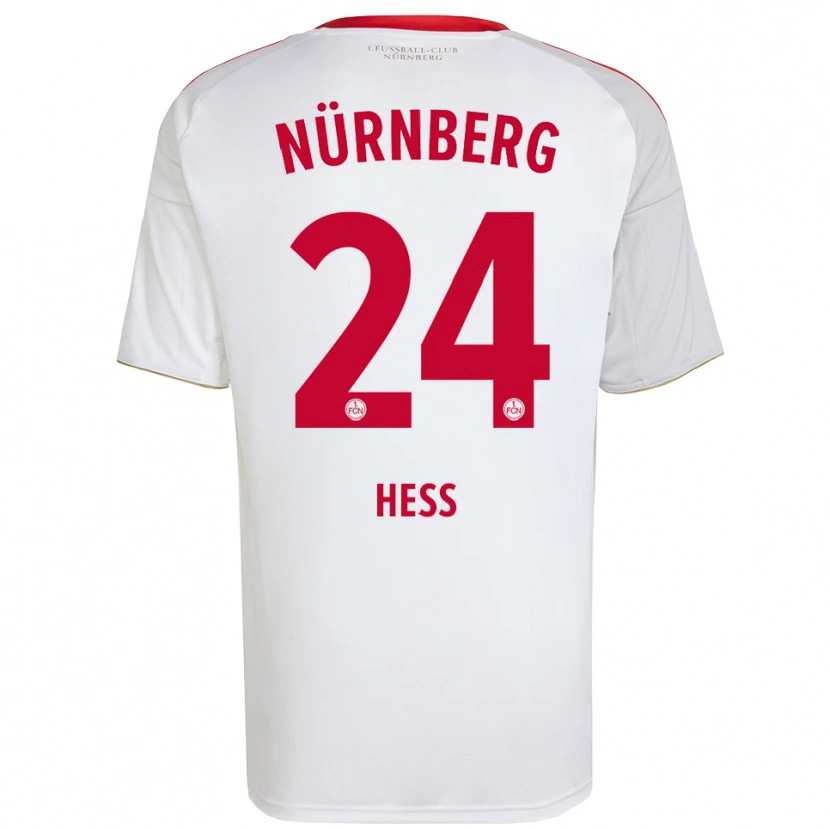 Danxen Donna Maglia Tobias Heß #24 Bianco Rosso Kit Gara Away 2025/26 Maglietta