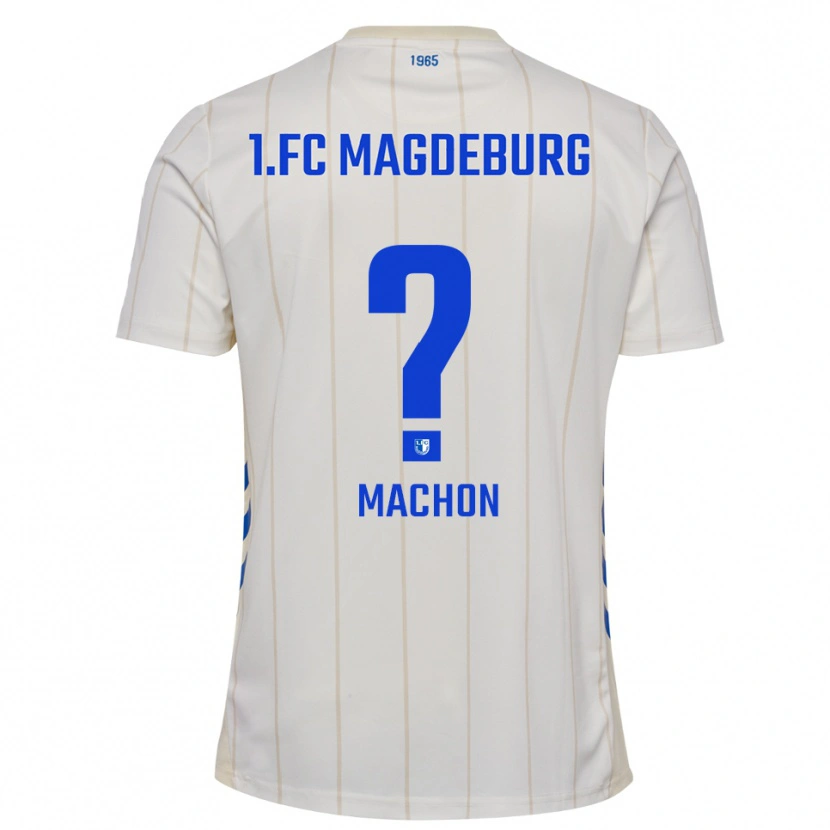 Danxen Donna Maglia Max Machon #0 Bianco Blu Kit Gara Away 2025/26 Maglietta