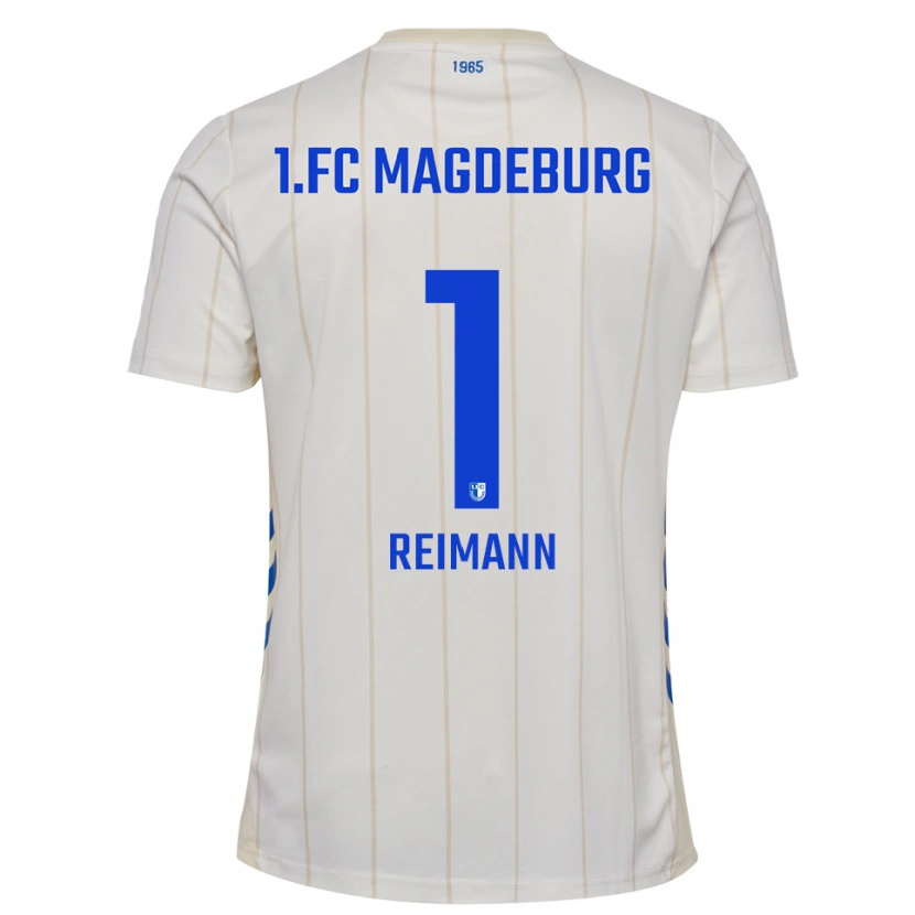 Danxen Donna Maglia Dominik Reimann #1 Bianco Blu Kit Gara Away 2025/26 Maglietta