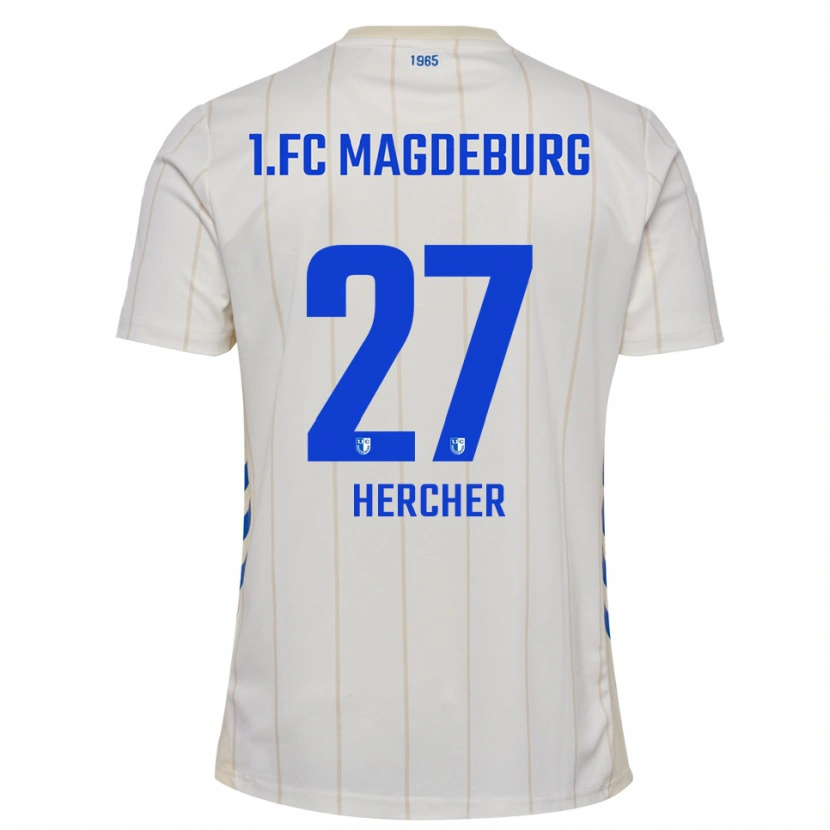 Danxen Donna Maglia Philipp Hercher #27 Bianco Blu Kit Gara Away 2025/26 Maglietta