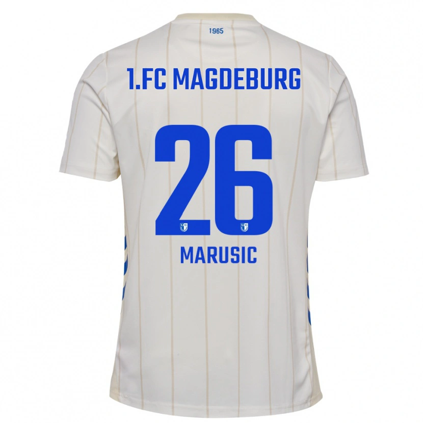 Danxen Donna Maglia Aleksa Marusic #26 Bianco Blu Kit Gara Away 2025/26 Maglietta