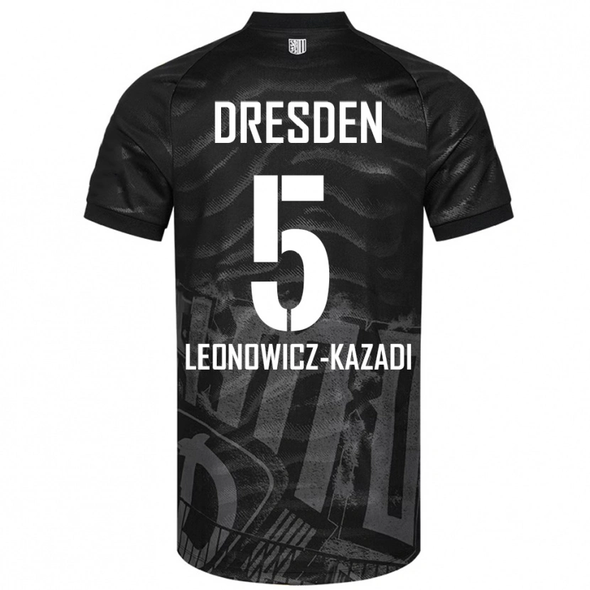 Danxen Donna Maglia Jonathan Leonowicz-Kazadi #5 Nero Grigio Kit Gara Away 2025/26 Maglietta