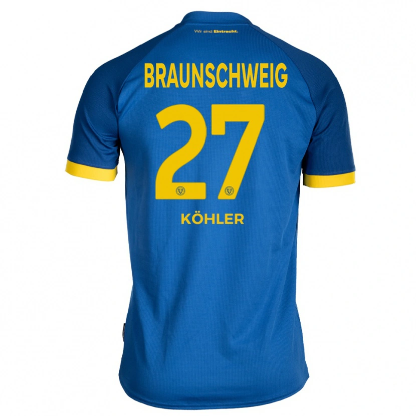 Danxen Donna Maglia Sven Köhler #27 Blu Royal Giallo Kit Gara Away 2025/26 Maglietta