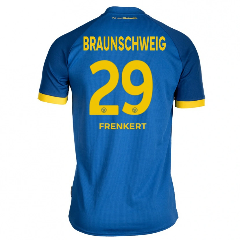 Danxen Donna Maglia Lukas Frenkert #29 Blu Royal Giallo Kit Gara Away 2025/26 Maglietta